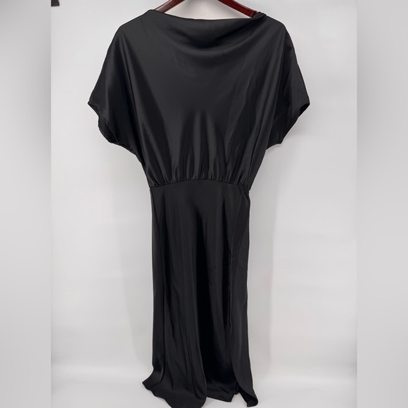 Renee C Women's Cowl Neck Fit & Flare Midi Dress 3/4 Sleeve Black Size Medium - Picture 2 of 7